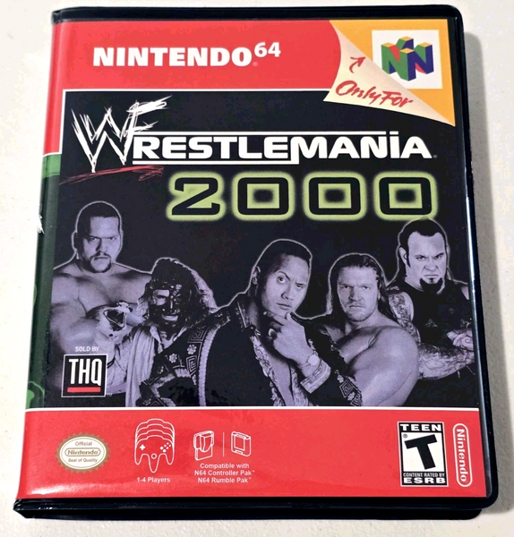 Front view of a Cart Armor® Wrestlemania 2000 Nintendo 64 N64 Premium 64-bit Clamshell Case