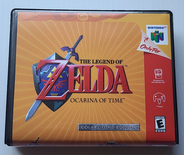 Front view of a Cart Armor® The Legend Of Zelda Ocarina Time Collector's Edition CASE Nintendo 64 N64 Premium 64-bit Clamshell Case