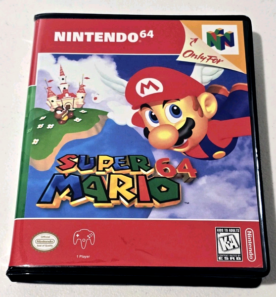 Front view of a Cart Armor® Super Mario 64 Nintendo 64 N64 Premium 64-bit Clamshell Case