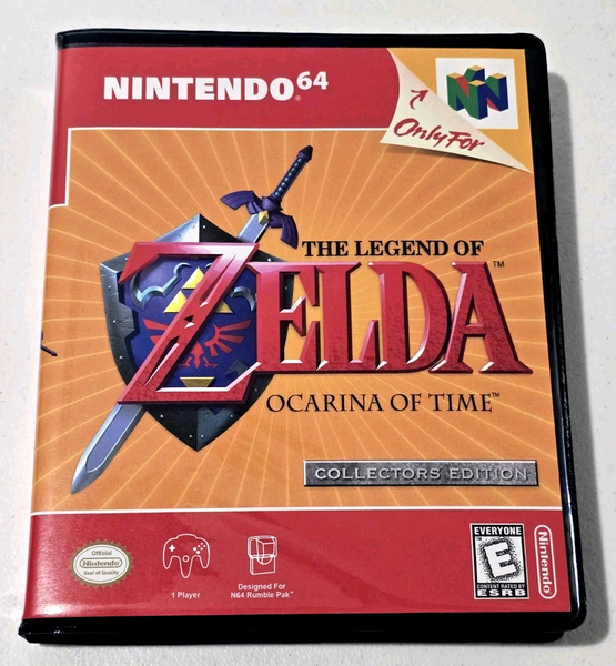 Front view of a Cart Armor® The Legend of Zelda Ocarina Time Collector's Edition Nintendo 64 N64 Premium 64-bit Clamshell Case
