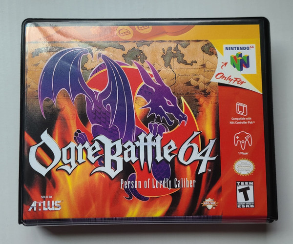 Front view of a Cart Armor® Ogre Battle 64 Person Of Lordly Caliber Nintendo 64 N64 Premium 64-bit Clamshell Case