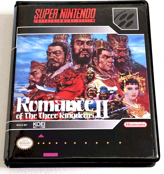 Front view of a Cart Armor® Romance of the Three Kingdoms II Super SNES Premium 16-bit Clamshell Case