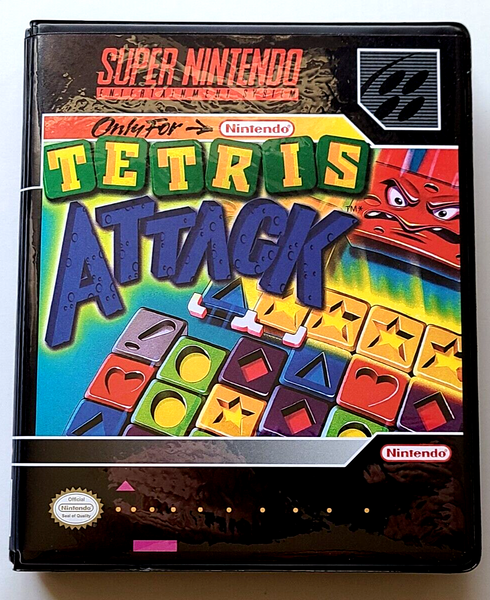 Front view of a Cart Armor® Tetris Attack Nintendo SNES Premium 16-bit Clamshell Case