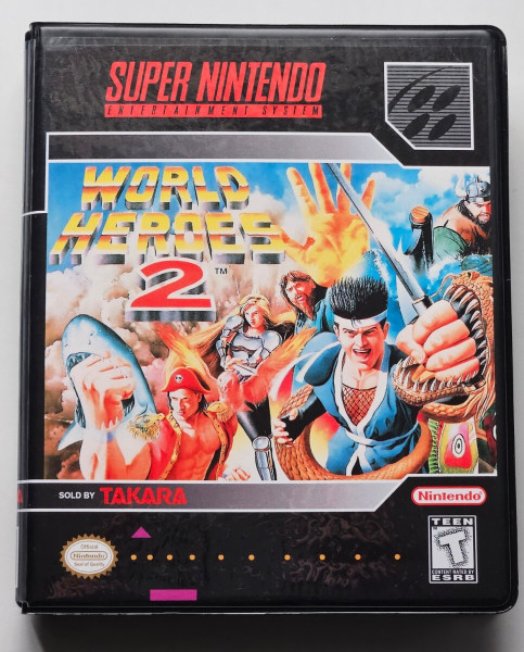 Front view of a Cart Armor® World Heroes 2 Super Nintendo SNES Premium 16-bit Clamshell Case