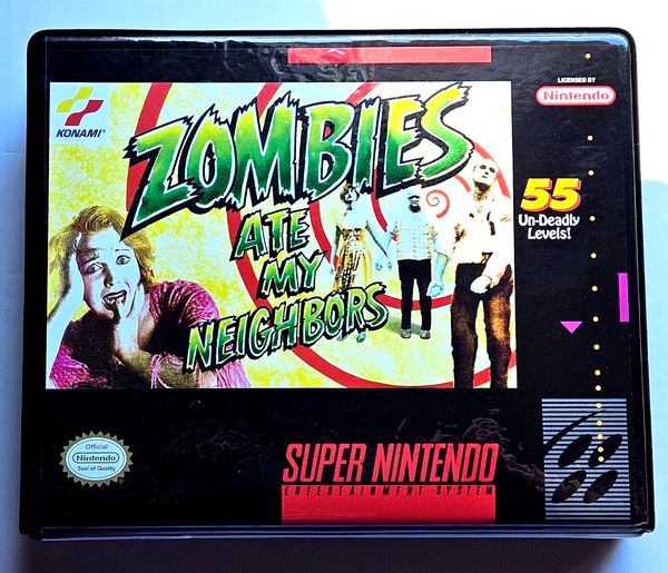Front view of a Cart Armor® Zombies Ate My Neighbors Super Nintendo SNES Premium 16-bit Clamshell Case