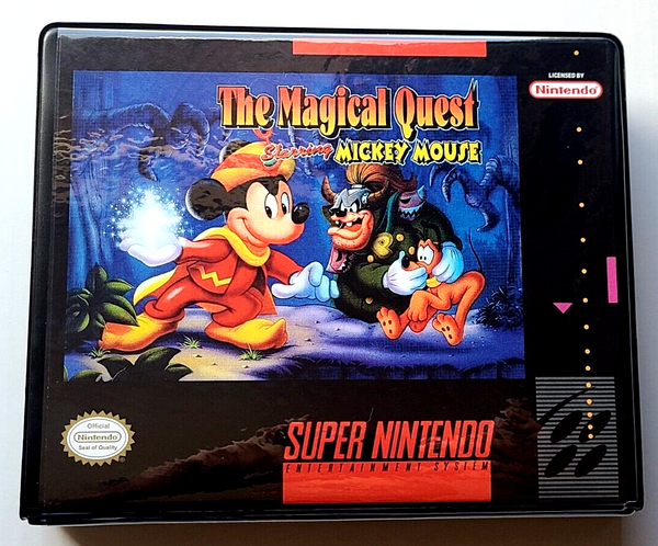 Front view of a Cart Armor® The Magical Quest Starring Mickey Mouse Super Nintendo SNES Premium 16-bit Clamshell Case