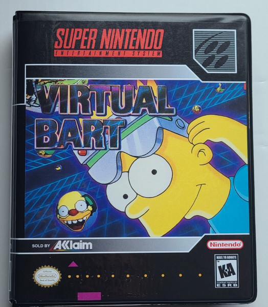 Front view of a Cart Armor® Virtual Bart Super Nintendo SNES Premium 16-bit Clamshell Case