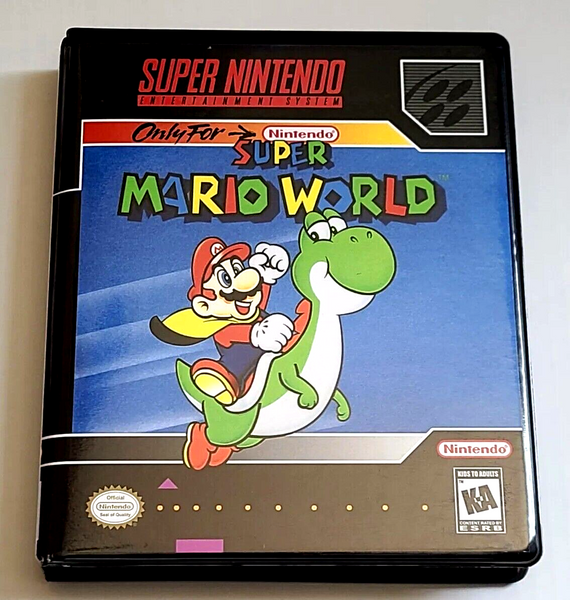 Front view of a Cart Armor® Super Mario World Super Nintendo SNES Premium 16-bit Clamshell Case