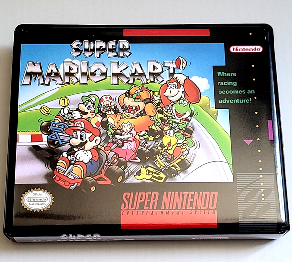 Front view of a Cart Armor® Super Mario Kart Super Nintendo SNES Premium 16-bit Clamshell Case