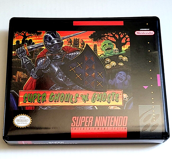 Front view of a Cart Armor® Super Ghouls 'N Ghosts Super Nintendo SNES Premium 16-bit Clamshell Case