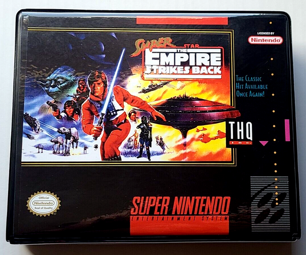 Front view of a Cart Armor® Super Empire Strikes Back Nintendo SNES Premium 16-bit Clamshell Case
