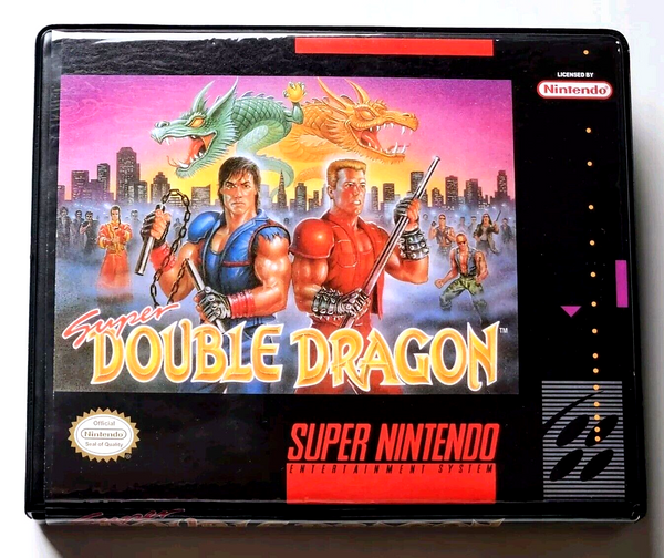 Front view of a Cart Armor® Super Double Dragon Super Nintendo SNES Premium 16-bit Clamshell Case