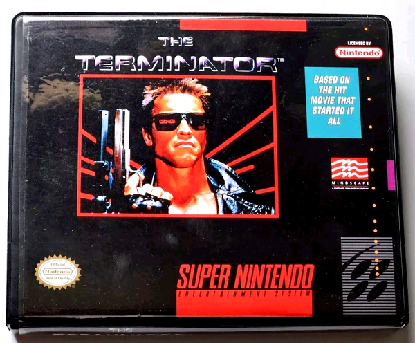 Front view of a Cart Armor® The Terminator Super Nintendo SNES Premium 16-bit Clamshell Case