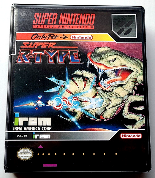 Front view of a Cart Armor® Super R-Type Nintendo SNES Premium 16-bit Clamshell Case