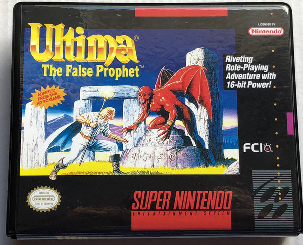 Front view of a Cart Armor® Ultima The False Prophet Super Nintendo SNES Premium 16-bit Clamshell Case