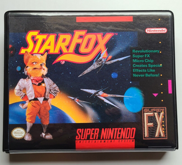 Front view of a Cart Armor® Star Fox Super Nintendo SNES Premium 16-bit Clamshell Case