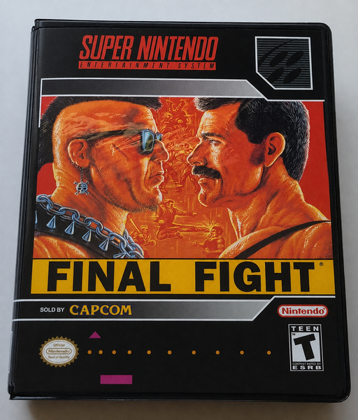 Front view of a Cart Armor® Final Fight Super Nintendo SNES Premium 16-bit Clamshell Case