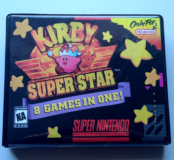 Front view of a Cart Armor® Kirby Super Star Superstar Super Nintendo SNES Premium 16-bit Clamshell Case