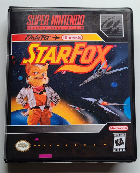 Front view of a Cart Armor® Star Fox Nintendo SNES Premium 16-bit Clamshell Case