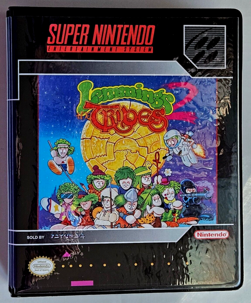 Front view of a Cart Armor® Lemmings 2 Tribes Super Nintendo SNES Premium 16-bit Clamshell Case