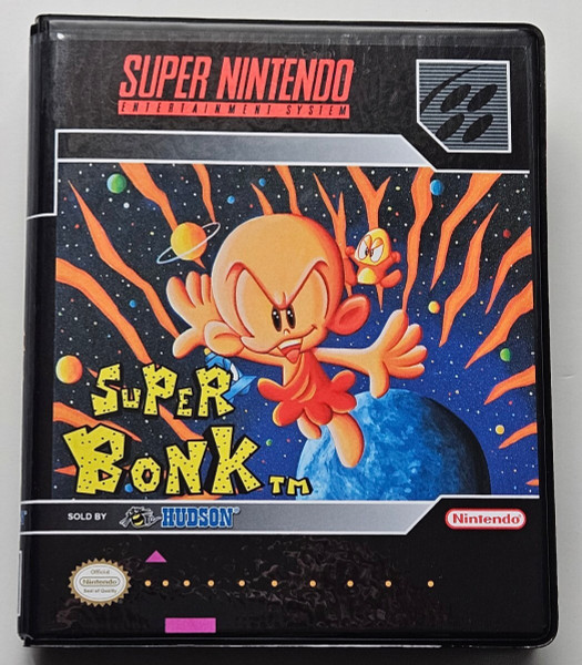 Front view of a Cart Armor® Super Bonk Super Nintendo SNES Premium 16-bit Clamshell Case