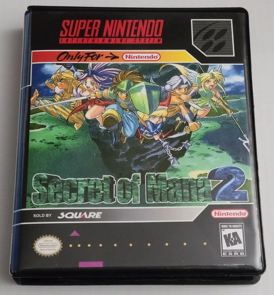 Front view of a Cart Armor® Secret of Mana 2 Super Nintendo SNES Premium 16-bit Clamshell Case