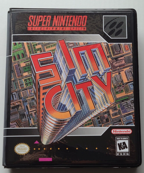 Front view of a Cart Armor® Sim City Nintendo SNES Premium 16-bit Clamshell Case
