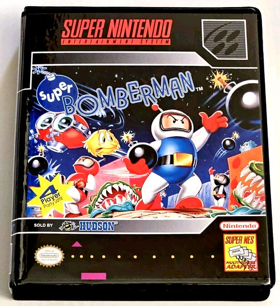 Front view of a Cart Armor® Super Bomberman Super Nintendo SNES Premium 16-bit Clamshell Case