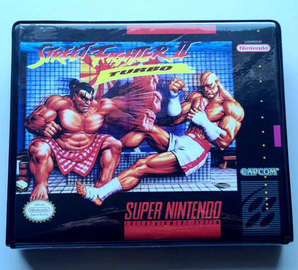 Front view of a Cart Armor® Street Fighter II Turbo Super Nintendo SNES Premium 16-bit Clamshell Case