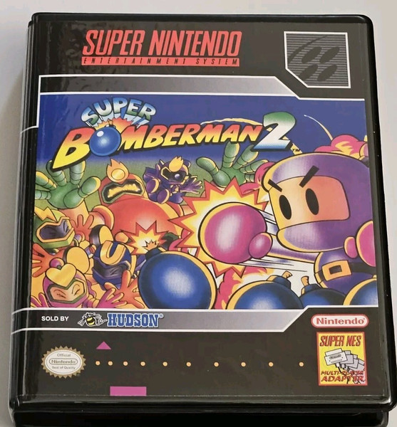 Front view of a Cart Armor® Super Bomberman 2 Super Nintendo SNES Premium 16-bit Clamshell Case