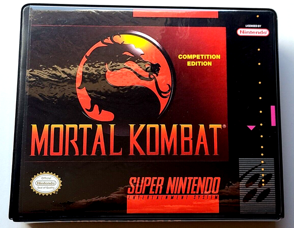 Front view of a Cart Armor® Mortal Kombat Super Nintendo SNES Premium 16-bit Clamshell Case