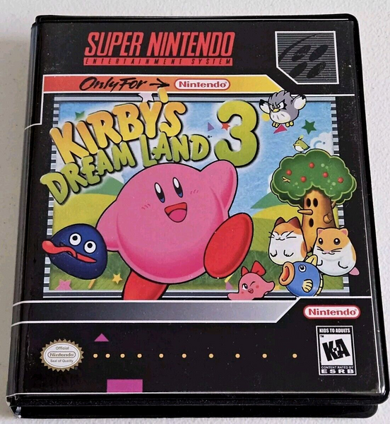 Front view of a Cart Armor® Kirby's Dreamland 3 Super Nintendo SNES Premium 16-bit Clamshell Case