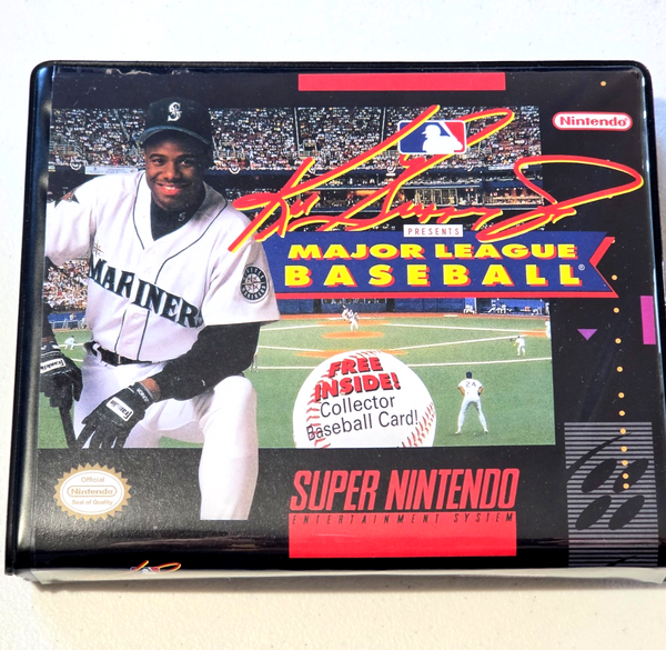 Front view of a Cart Armor® Ken Griffey Jr Presents Major League Baseball Nintendo SNES Premium 16-bit Clamshell Case