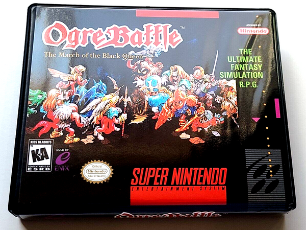 Front view of a Cart Armor® Ogre Battle Super Nintendo SNES Premium 16-bit Clamshell Case