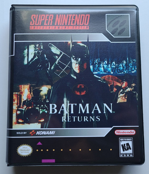 Front view of a Cart Armor® Batman Returns Super Nintendo SNES Premium 16-bit Clamshell Case