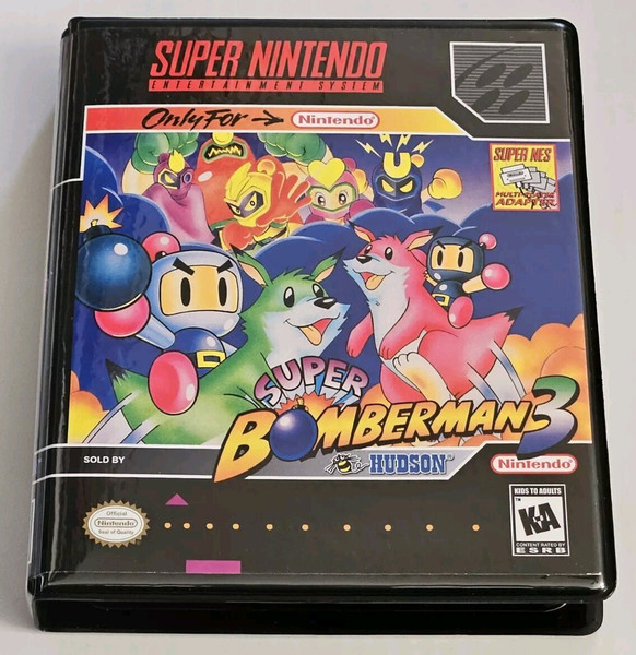 Front view of a Cart Armor® Super Bomberman 3 Super Nintendo SNES Premium 16-bit Clamshell Case