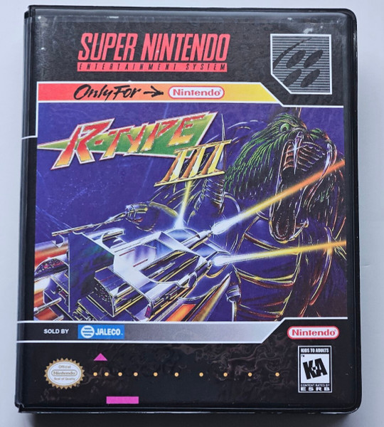 Front view of a Cart Armor® R-Type III 3 Super Nintendo SNES Premium 16-bit Clamshell Case
