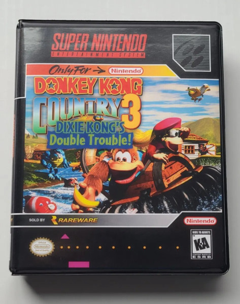 Front view of a Cart Armor® Donkey Kong Country 3: Dixie Kong's Double Trouble Nintendo SNES Premium 16-bit Clamshell Case