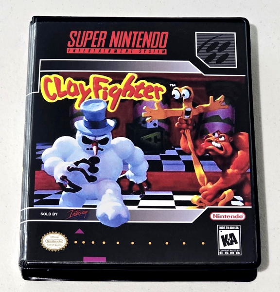 Front view of a Cart Armor® Clayfighter Super Nintendo SNES Premium 16-bit Clamshell Case
