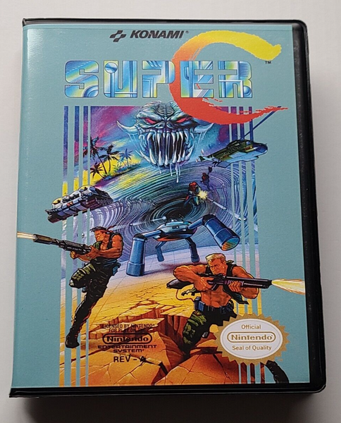 Front view of a Cart Armor® Super C Contra Nintendo NES Premium 8-bit Clamshell Case