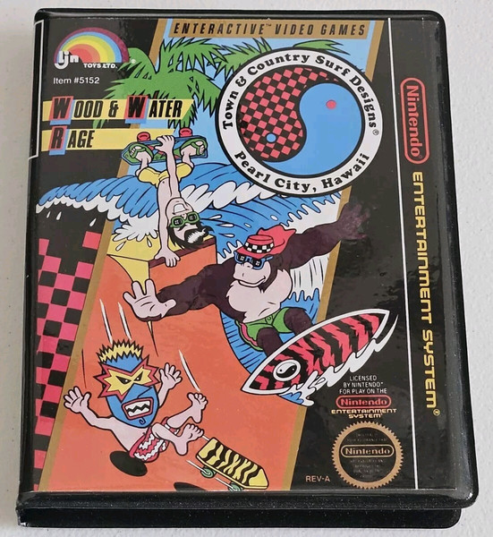 Front view of a Cart Armor® T&C Surf Designs Wood Water Rage Nintendo NES Premium 8-bit Clamshell Case
