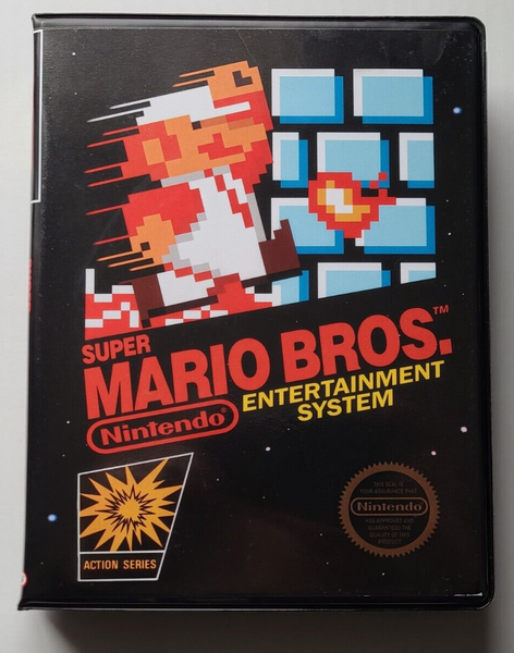 Front view of a Cart Armor® Super Mario Bros 1 Premium 8-bit Retro Style Clamshell Case For Nintendo NES