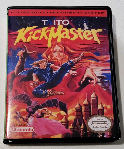 Front view of a Cart Armor® Kick Master KickMaster Nintendo NES Premium 8-bit Clamshell Case
