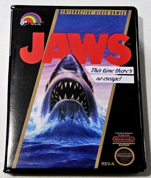 Front view of a Cart Armor® Jaws Nintendo NES Premium 8-bit Clamshell Case