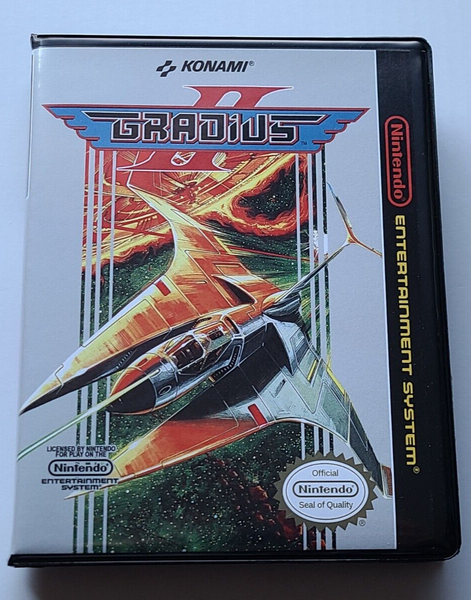 Front view of a Cart Armor® Gradius II Nintendo NES Premium 8-bit Clamshell Case