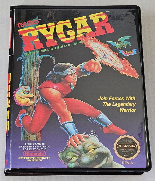 Front view of a Cart Armor® Rygar Nintendo NES Premium 8-bit Clamshell Case