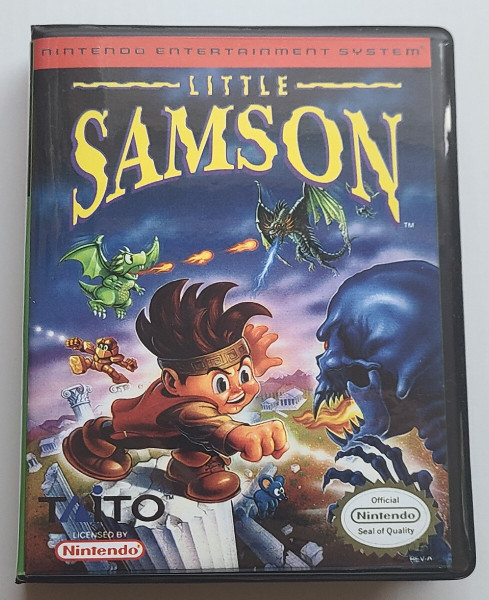 Front view of a Cart Armor® Little Samson Nintendo NES Premium 8-bit Clamshell Case