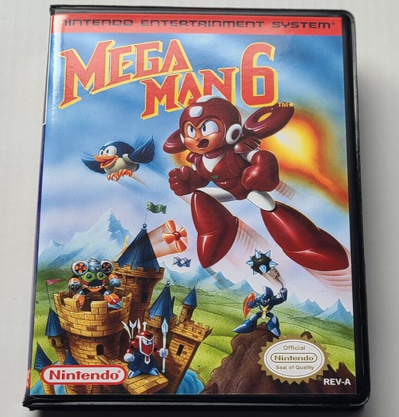 Front view of a Cart Armor® Mega Man 6 VI Nintendo NES Premium 8-bit Clamshell Case