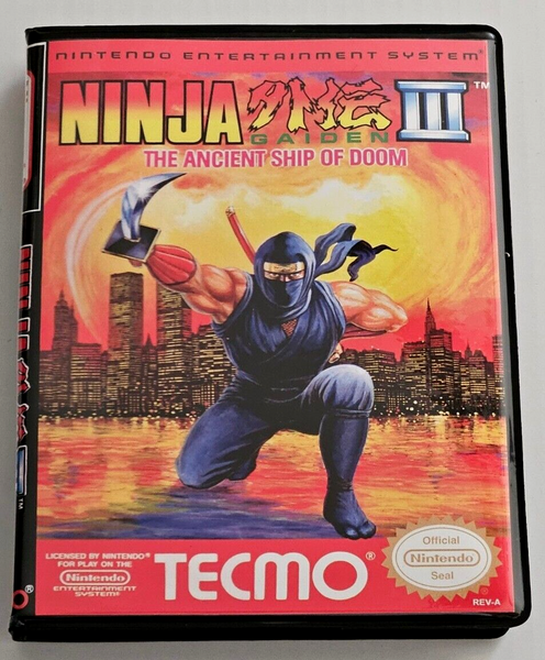 Front view of a Cart Armor® Ninja Gaiden III The Ancient Ship Doom Nintendo NES Premium 8-bit Clamshell Case