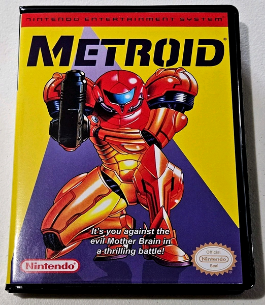 Front view of a Cart Armor® Metroid Nintendo NES Premium 8-bit Clamshell Case